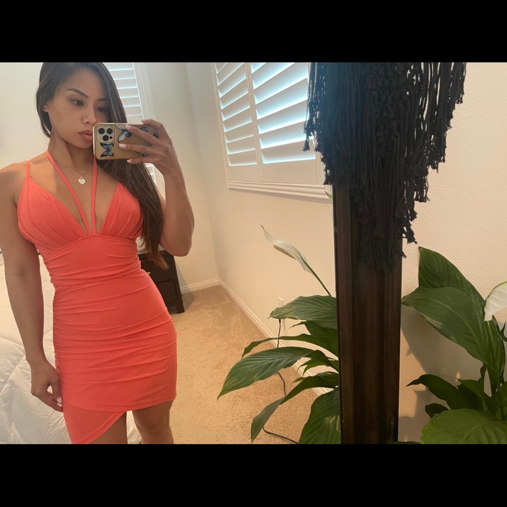 Coral Mid Length Dress